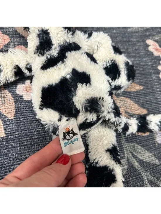 Jellycat Merryday Cow Stuffed Plush Black White Rare Discontinued HTF Long Legs - Picture 5 of 7